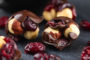 Hazelnut and cranberries in chocolate